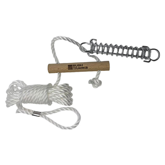 Bush Tracks 6mm Single Guy Rope With Wooden Runner & Spring