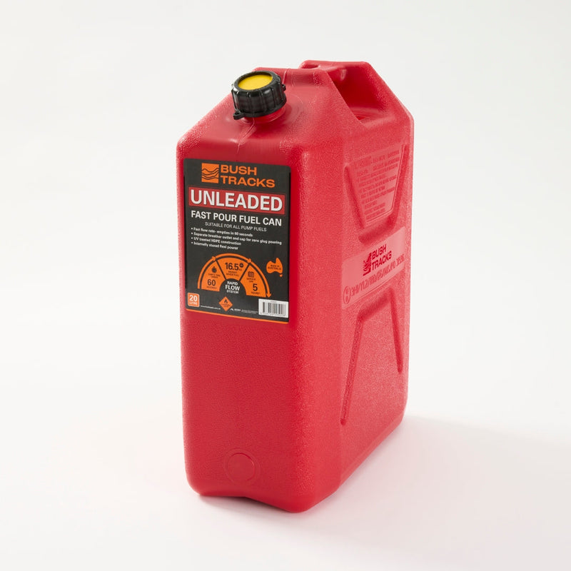 Load image into Gallery viewer, Bush Tracks 20L Heavy Duty Fast Pour Fuel Can – Unleaded Red
