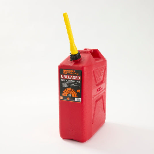 Bush Tracks 20L Heavy Duty Fast Pour Fuel Can – Unleaded Red