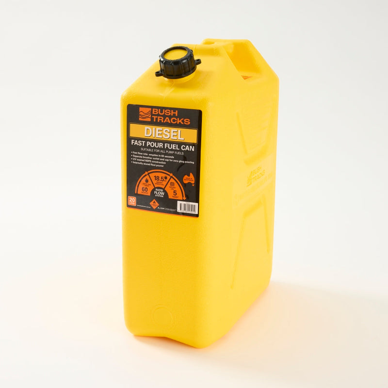 Load image into Gallery viewer, Bush Tracks 20L Heavy Duty Fast Pour Fuel Can – Diesel Yellow
