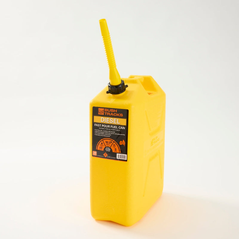Load image into Gallery viewer, Bush Tracks 20L Heavy Duty Fast Pour Fuel Can – Diesel Yellow

