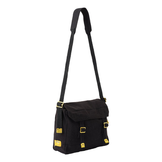 Cotton Canvas Webbing Shoulder Bag HAVERSACK BLACK WH2