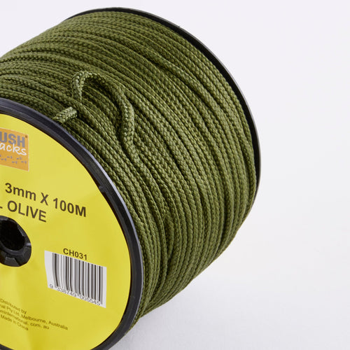 PARACORD 3mm x 100M ROLL OLIVE