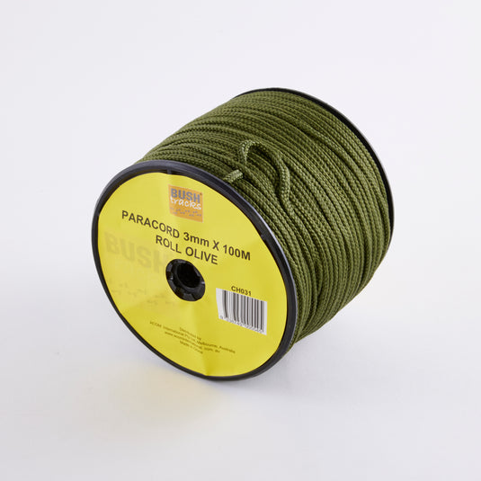 PARACORD 3mm x 100M ROLL OLIVE