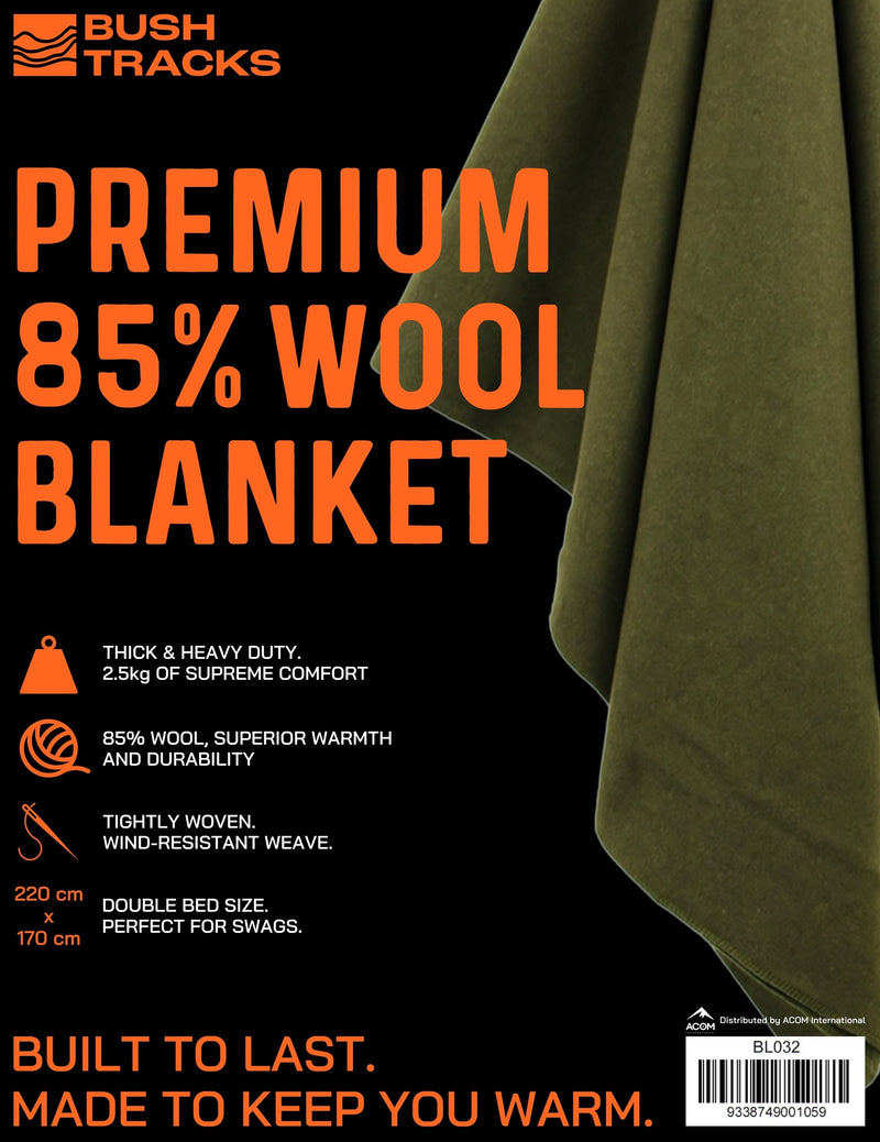 Load image into Gallery viewer, 85% Wool Olive Blanket – Heavy-Duty, 2.2m x 1.7m

