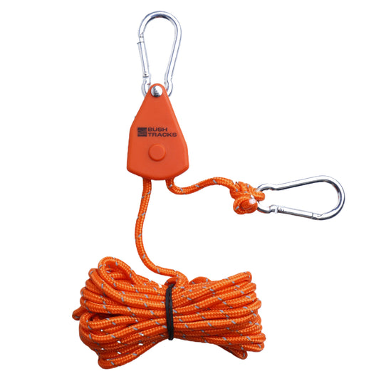 Bush Tracks 4mm x 4m Rope Ratchet Tie Downs with Carabiners - 4 Pack